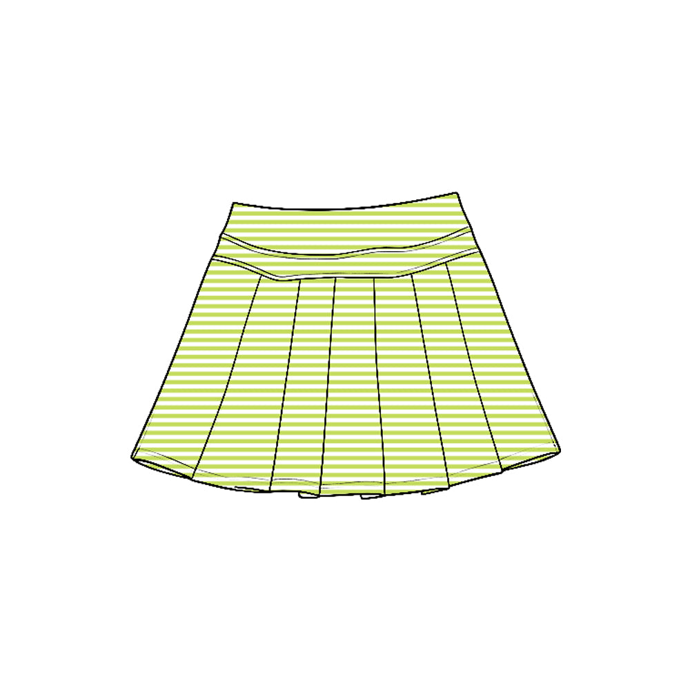 (Preorder new) No moq Yoga Toddler Girls Stripe Zip Front Pocket Long Sleeve Pullover Top Pleated Skirt Yoga Active Outfit Set