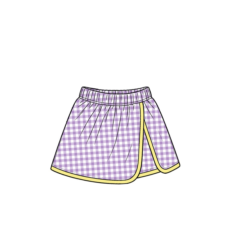 (Preorder new) No moq Yoga Baby Girls Plaid Wrap Skort Casual Kids Skirt Shorts