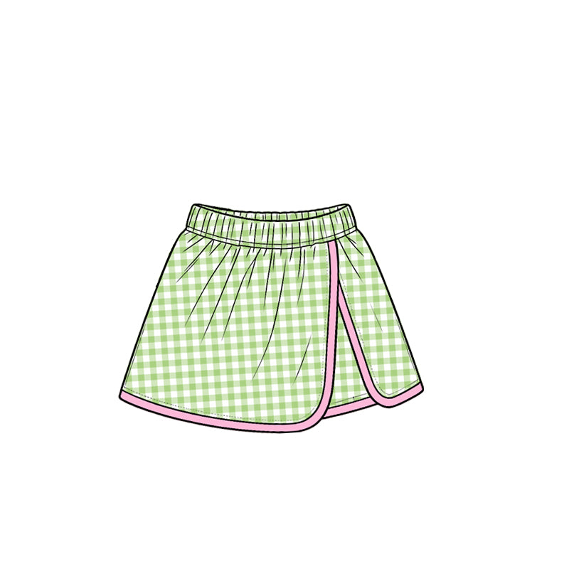 (Preorder new) No moq Yoga Baby Girls Plaid Wrap Skort Casual Kids Skirt Shorts