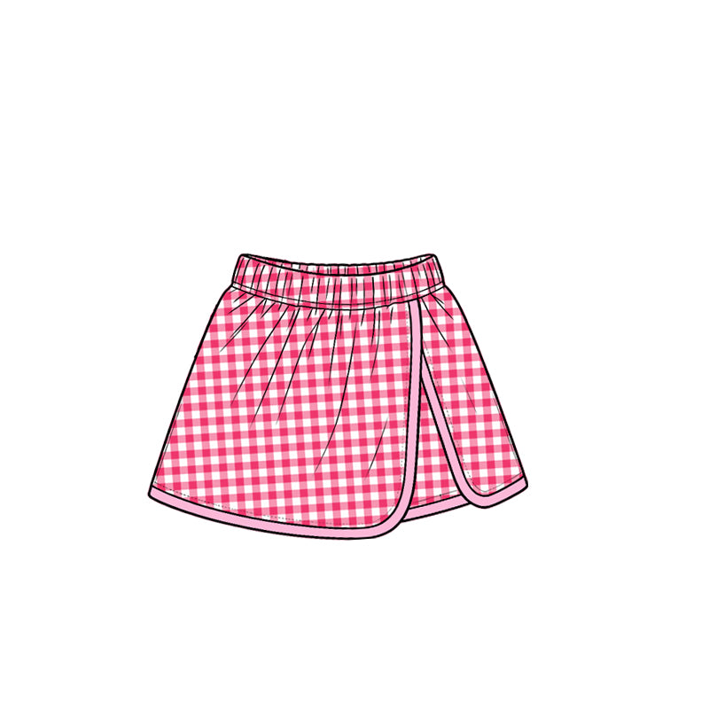 (Preorder new) No moq Yoga Baby Girls Plaid Wrap Skort Casual Kids Skirt Shorts