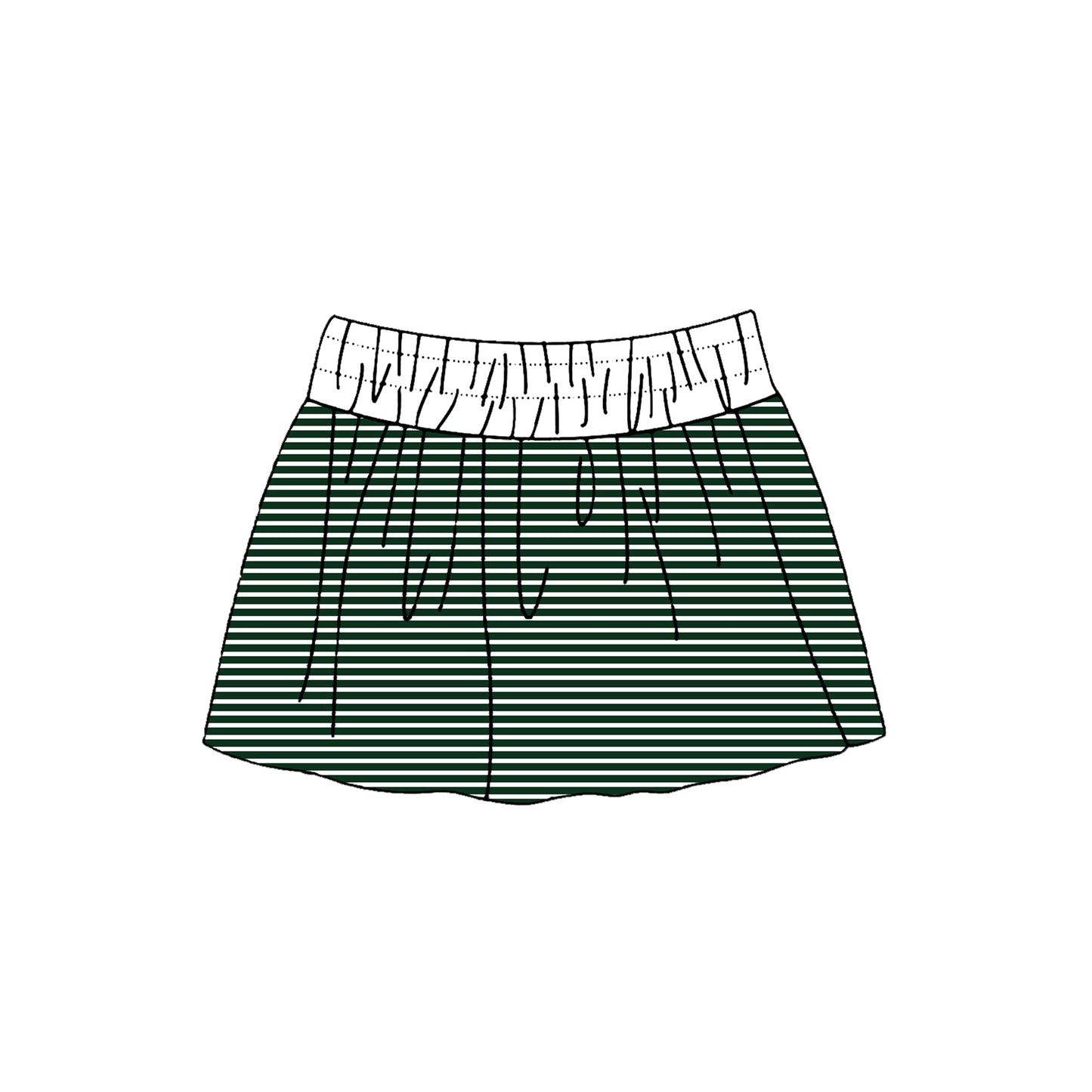(Preorder new) No moq Yoga Baby Girls Striped Skort White Elastic Waistband Drawstring Casual Skirt
