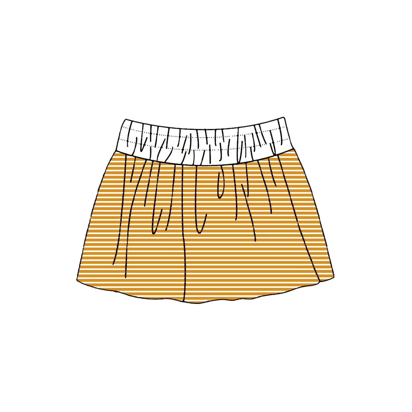(Preorder new) No moq Yoga Baby Girls Striped Skort White Elastic Waistband Drawstring Casual Skirt