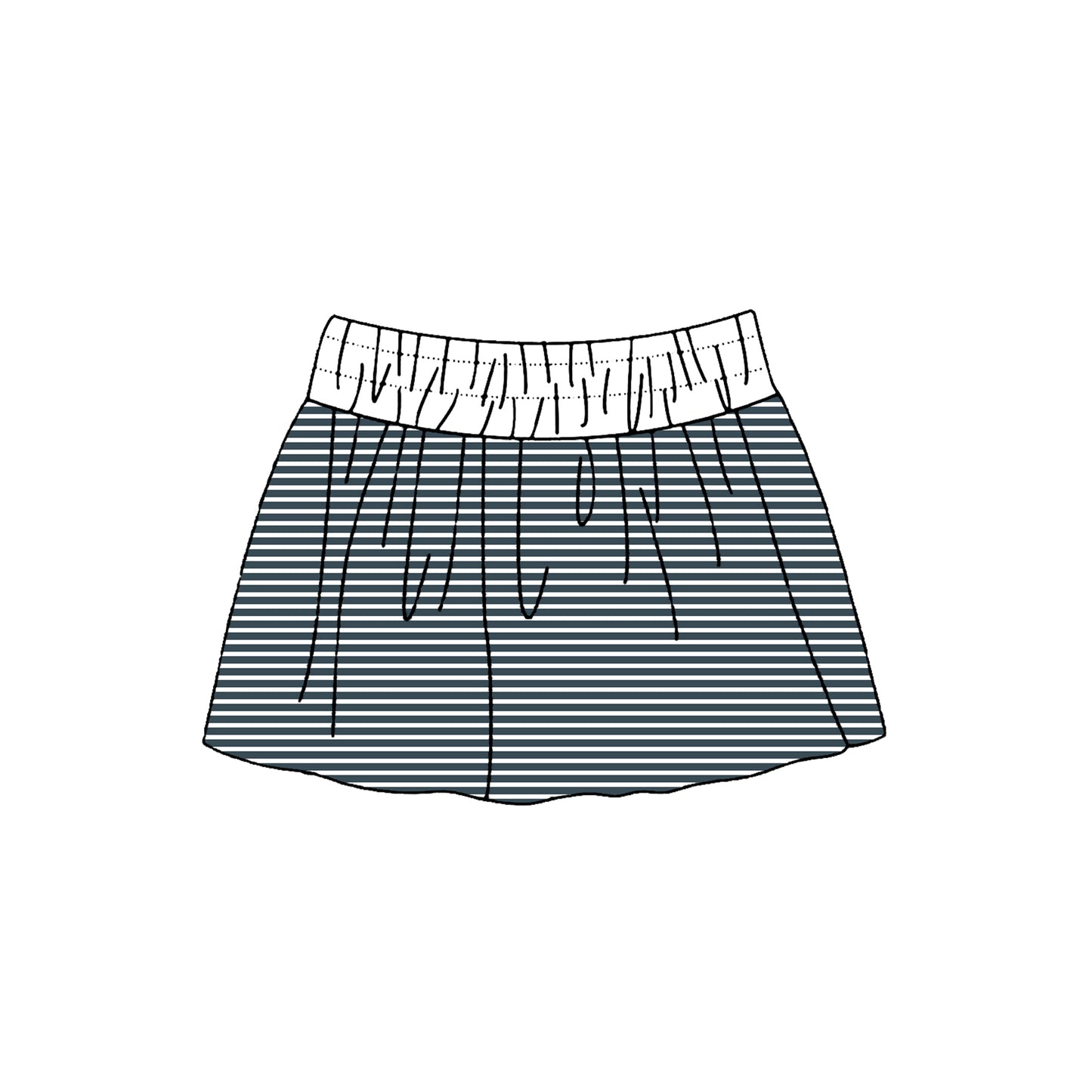 (Preorder new) No moq Yoga Baby Girls Striped Skort White Elastic Waistband Drawstring Casual Skirt