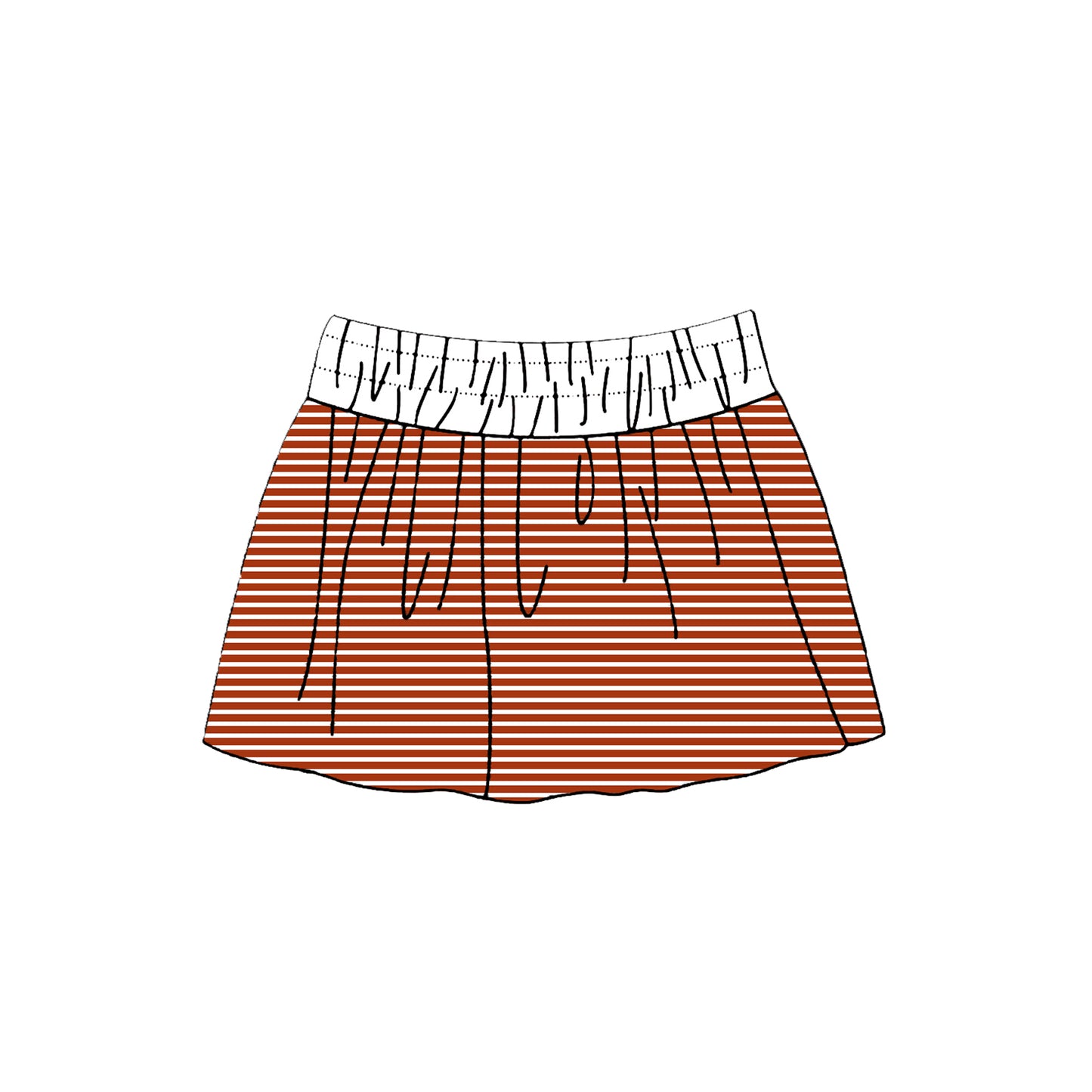 (Preorder new) No moq Yoga Baby Girls Striped Skort White Elastic Waistband Drawstring Casual Skirt