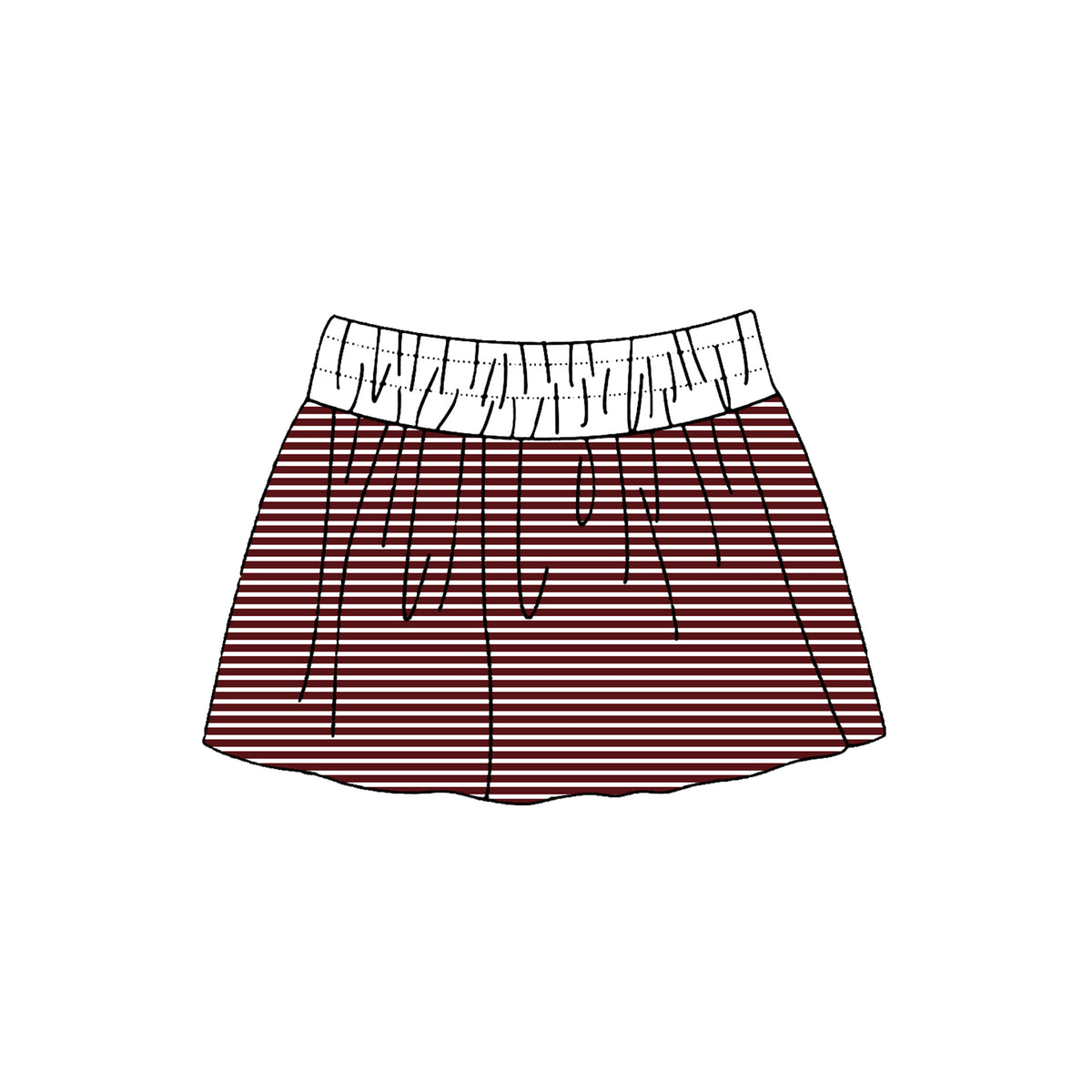 (Preorder new) No moq Yoga Baby Girls Striped Skort White Elastic Waistband Drawstring Casual Skirt
