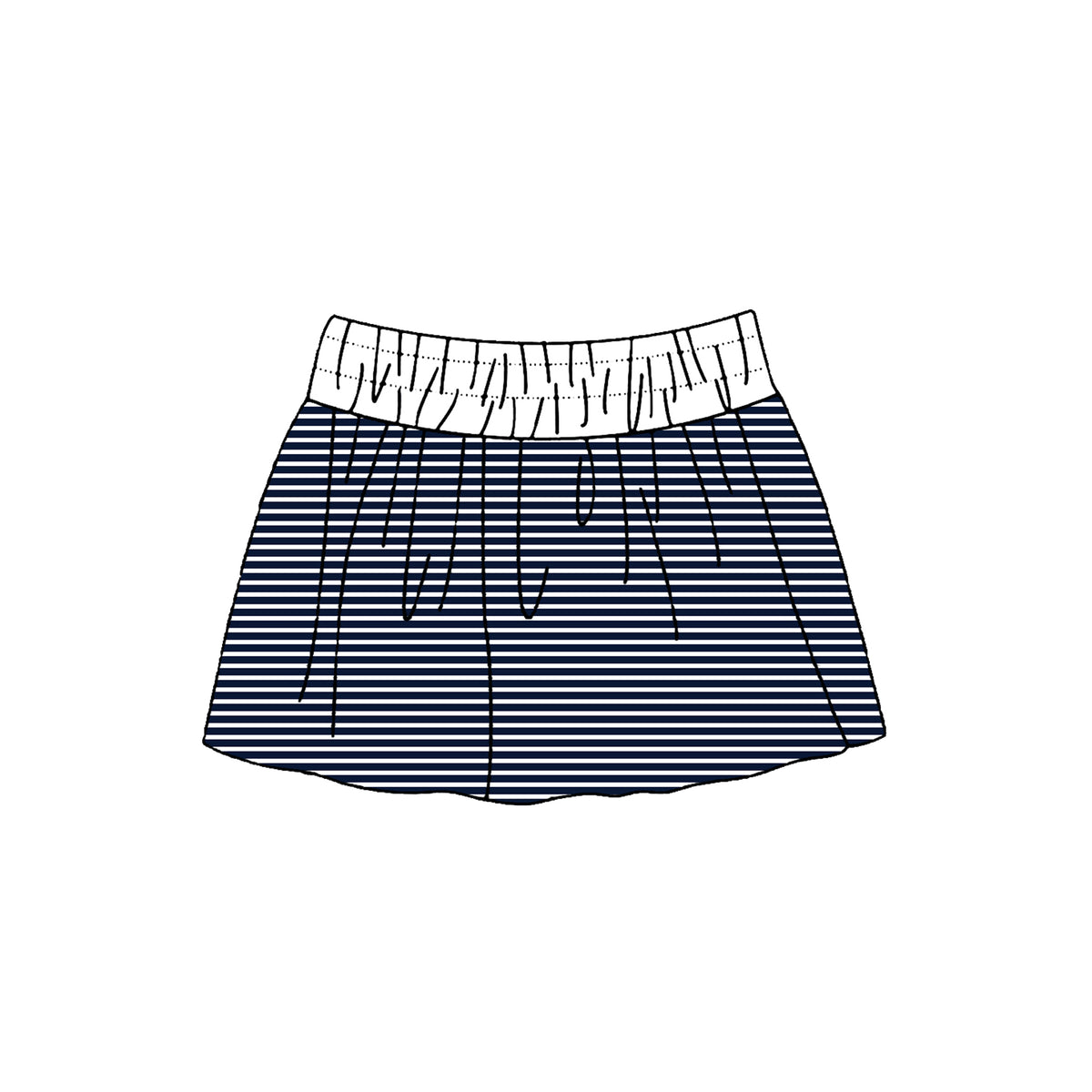 (Preorder new) No moq Yoga Baby Girls Striped Skort White Elastic Waistband Drawstring Casual Skirt