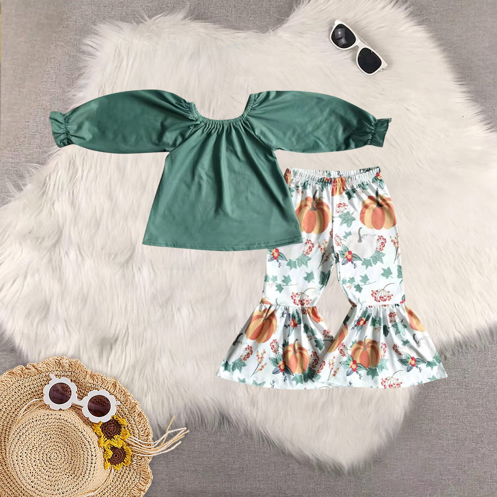 RTS Sibling baby girls clothes halloween embroidery long Sleeve pants sets