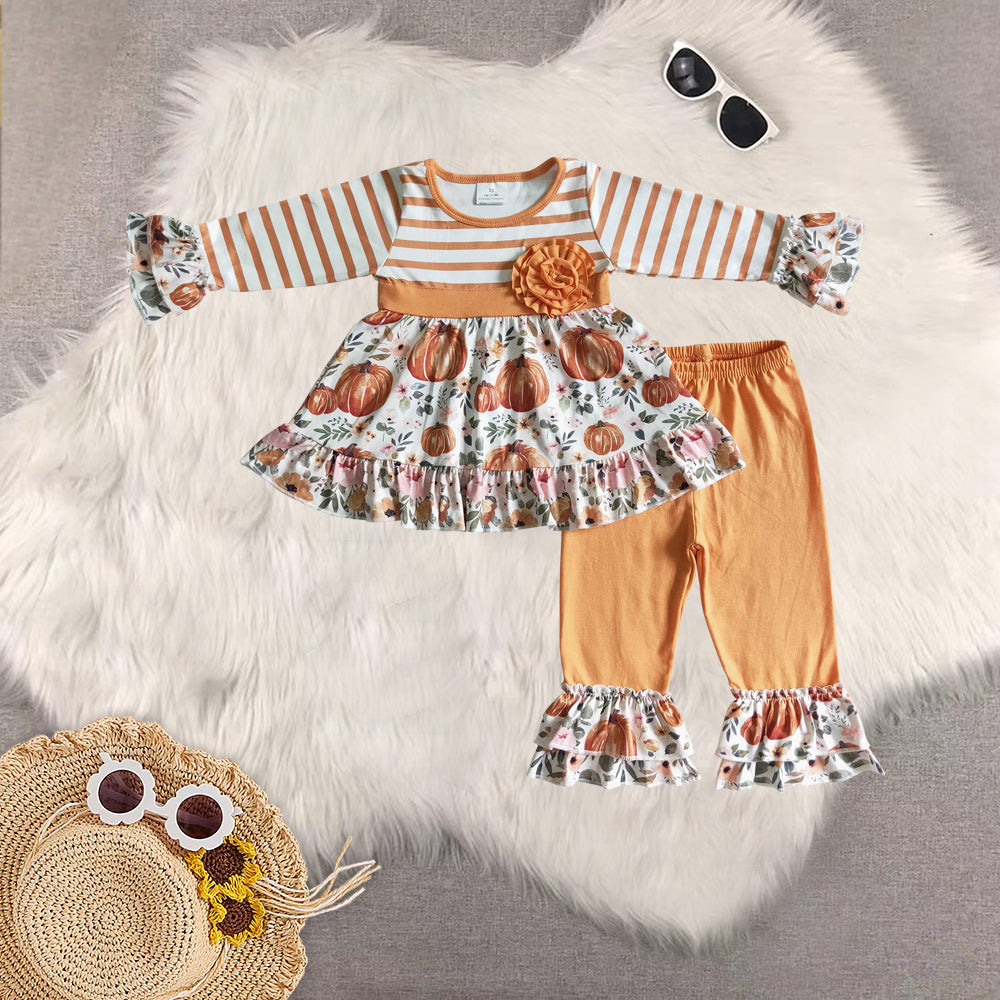 RTS NO MOQ Sibling baby girls clothes embroidery halloween long-sleeved trousers suit & dress