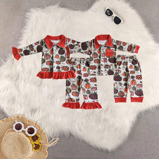 RTS NO MOQ Sibling Baby Girls boys Halloween Long Sleeve Pants Sets