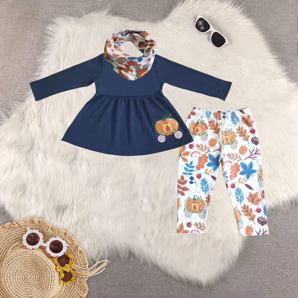 RTS Sibling baby girls clothes halloween embroidery long Sleeve pants sets