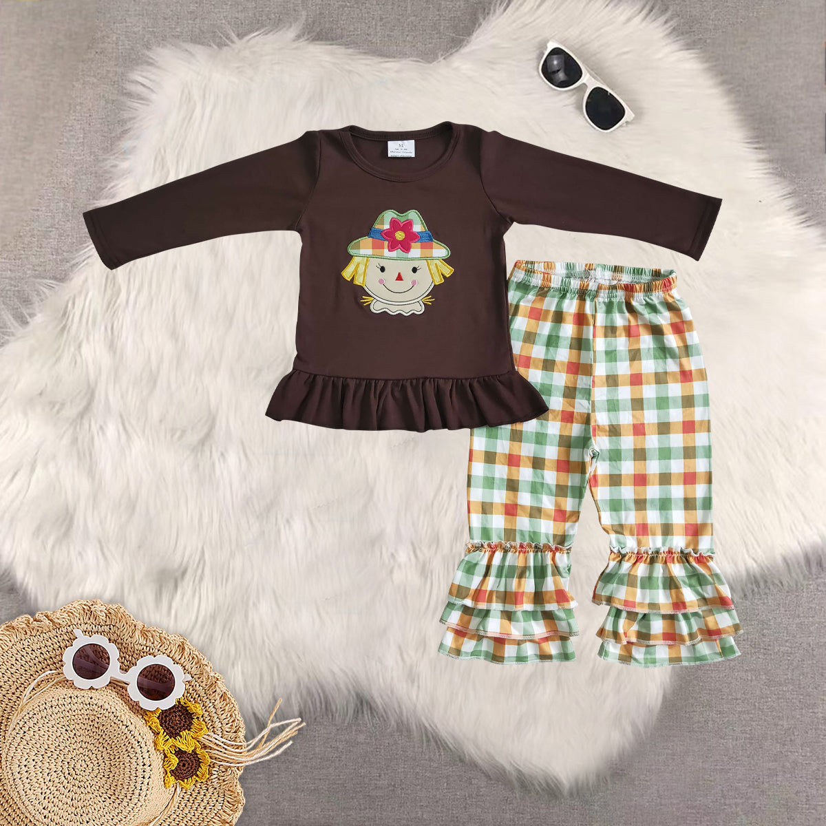 RTS NO MOQ Sibling Baby girls boy clothes embroidery long-sleeved trousers suit & romper