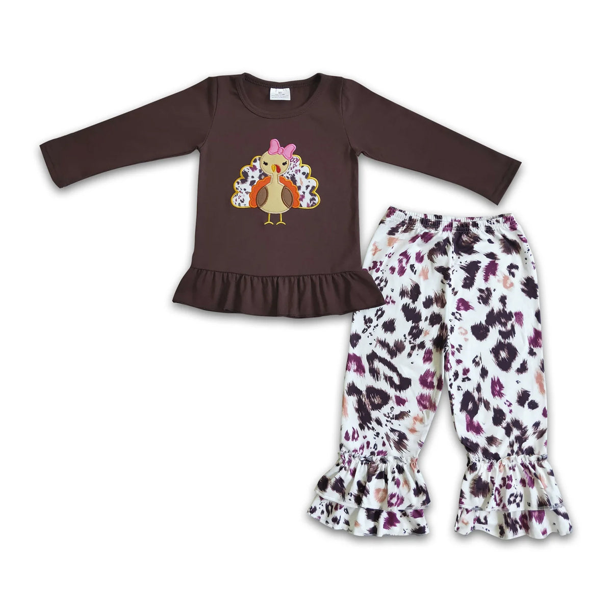 RTS NO MOQ Sibling baby girls boys clothes embroidery turkey long-sleeved trousers suits