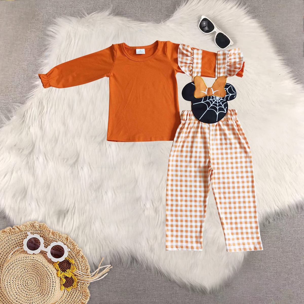 RTS NO MOQ Sibling Baby Girls halloween Long Sleeve Pants Set