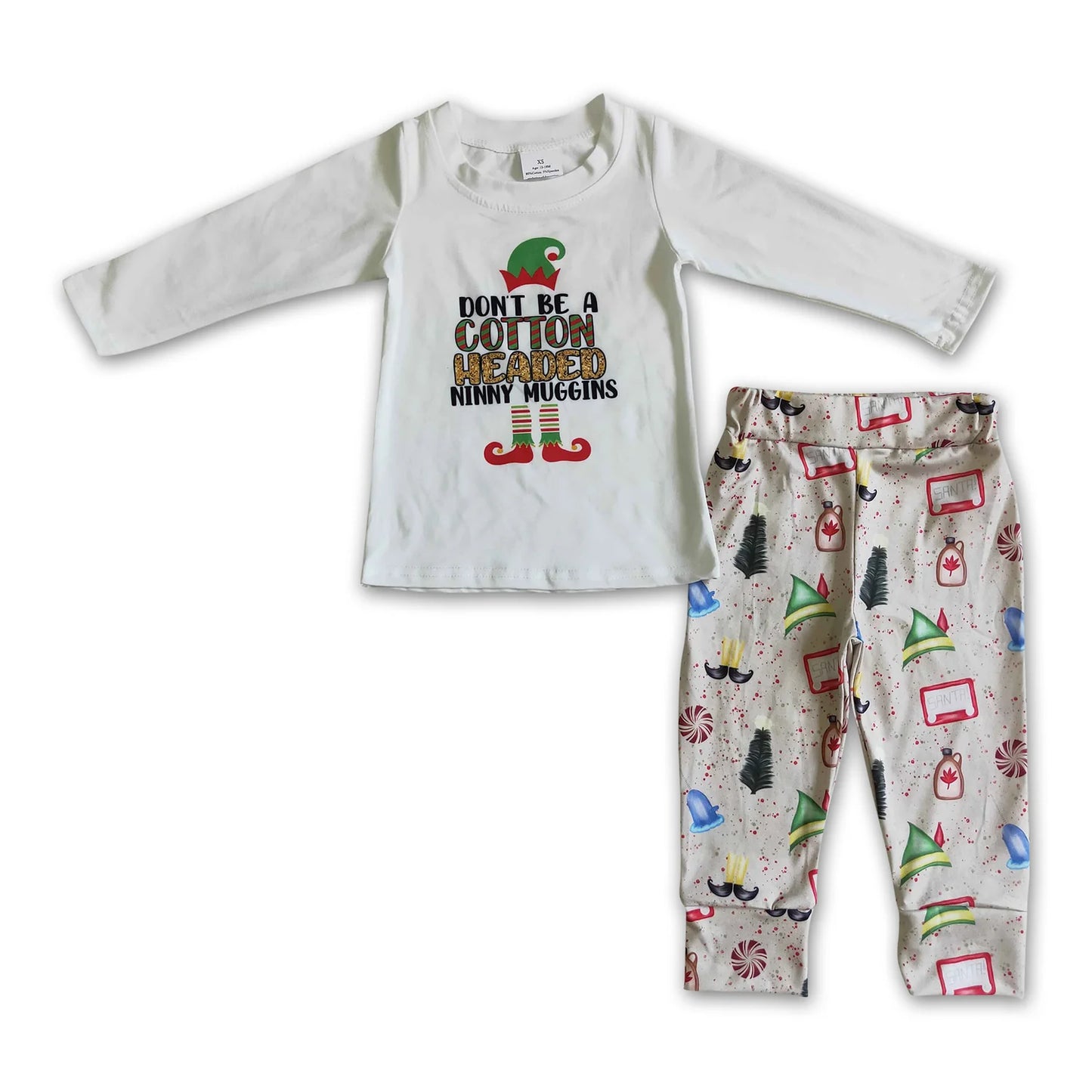 RTS NO MOQ Sibling milk silk Baby Girls Christmas Print Long Sleeve Top Pants Pajamas Set