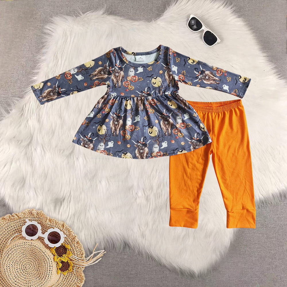 RTS NO MOQ Sibling baby girls boys clothes halloween long-sleeved trousers suits