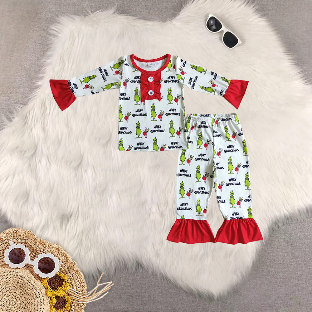 RTS NO MOQ Sibling Baby girl clothes Christmas long-sleeved trousers suit and dress