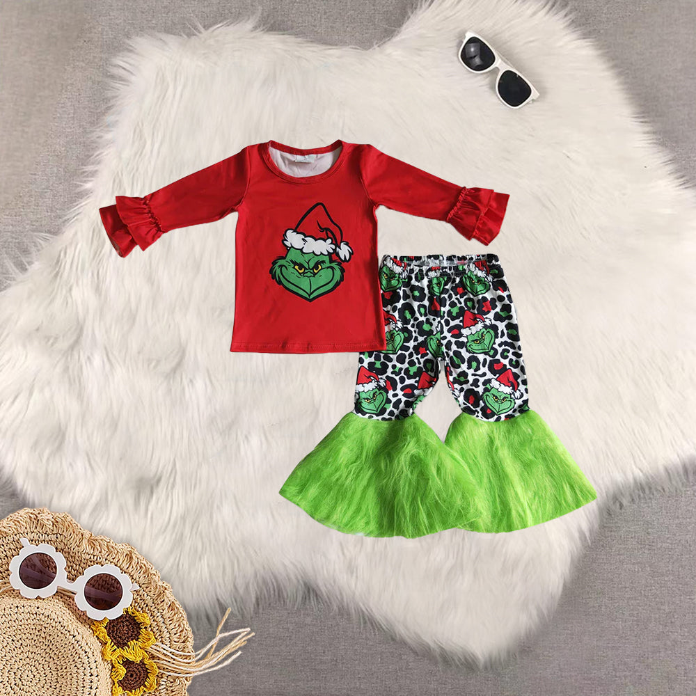 RTS NO MOQ Sibling baby girls clothes Christmas long-sleeved trousers suit