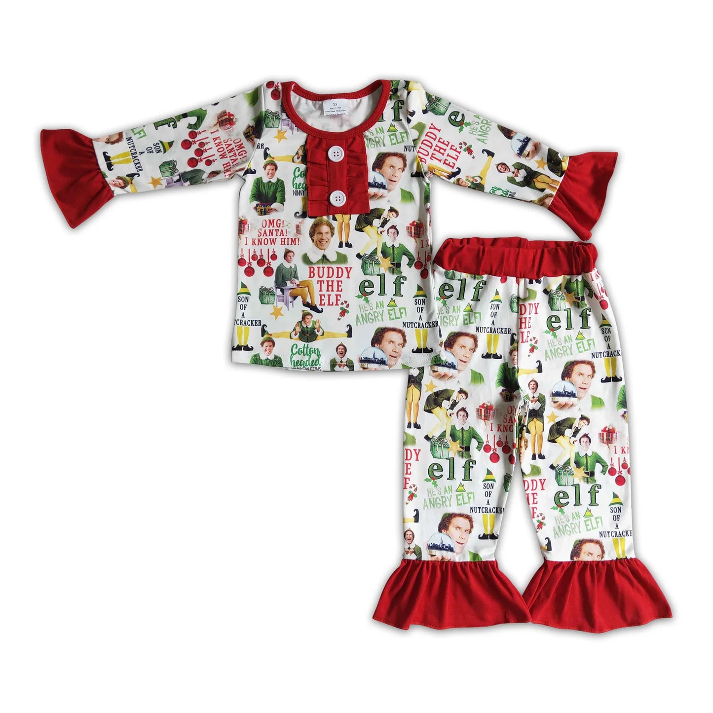RTS NO MOQ Sibling milk silk Baby Girls Christmas Long Sleeve Top Pant Sleep Matching Pajamas Set