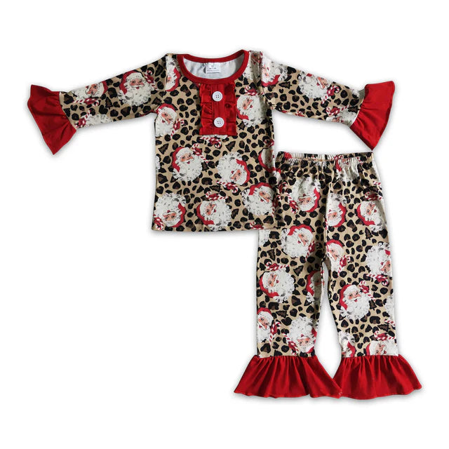 RTS NO MOQ Sibling milk silk Baby Girls Christmas Red Pants Pajamas Clothes Sets