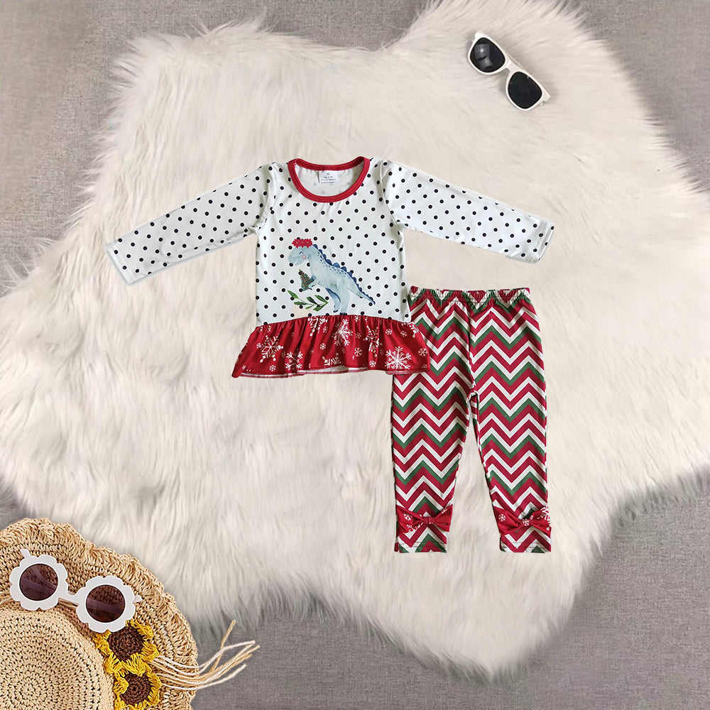 RTS NO MOQ Sibling Baby Girls Christmas trees Long Sleeve Pants Set