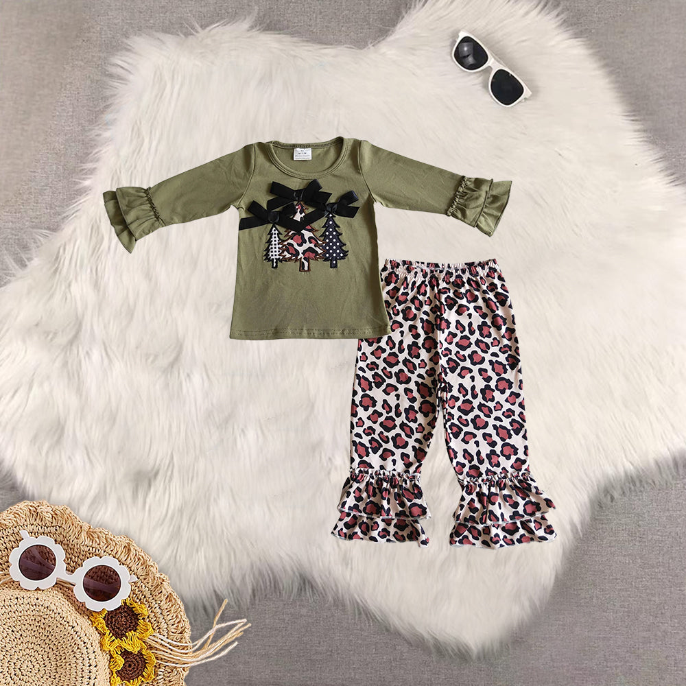 RTS NO MOQ Sibling Baby girl clothes Christmas embroidery long-sleeved trousers suit & romper