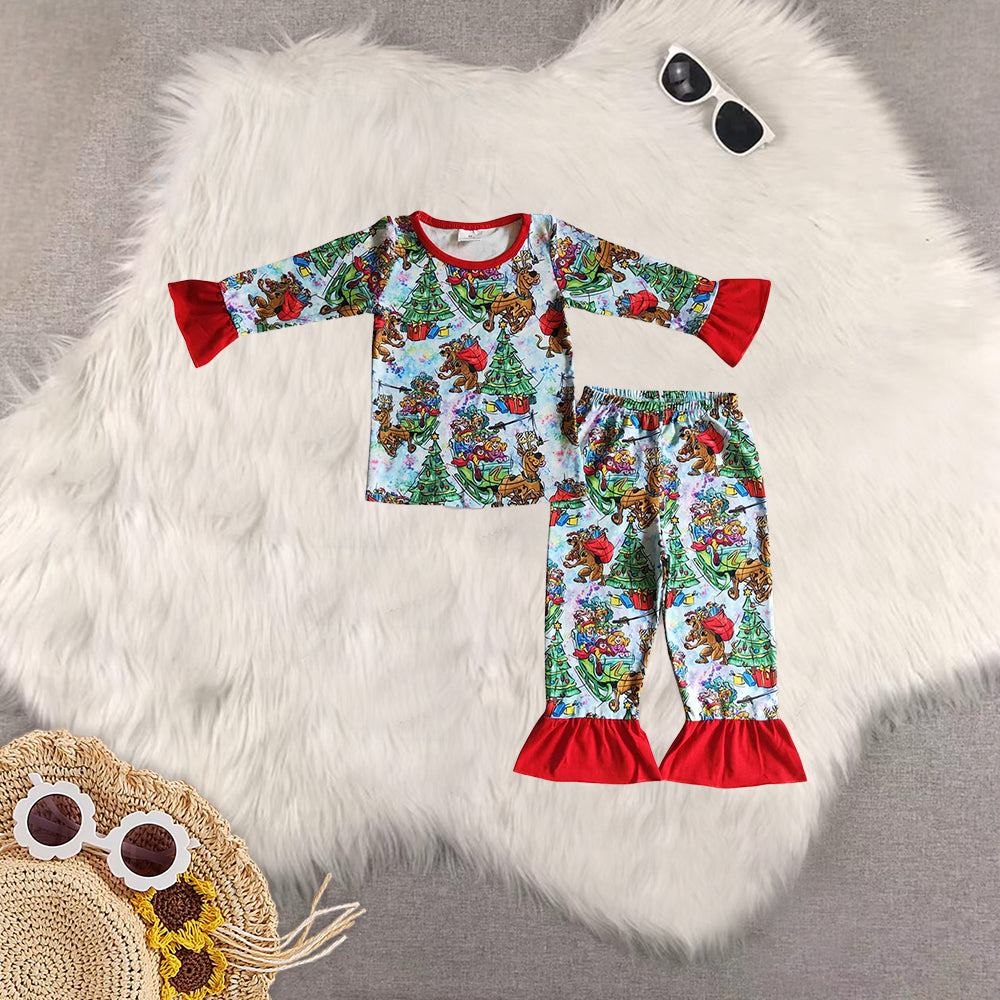RTS NO MOQ Sibling baby girls boys clothes Christmas long-sleeved trousers suit