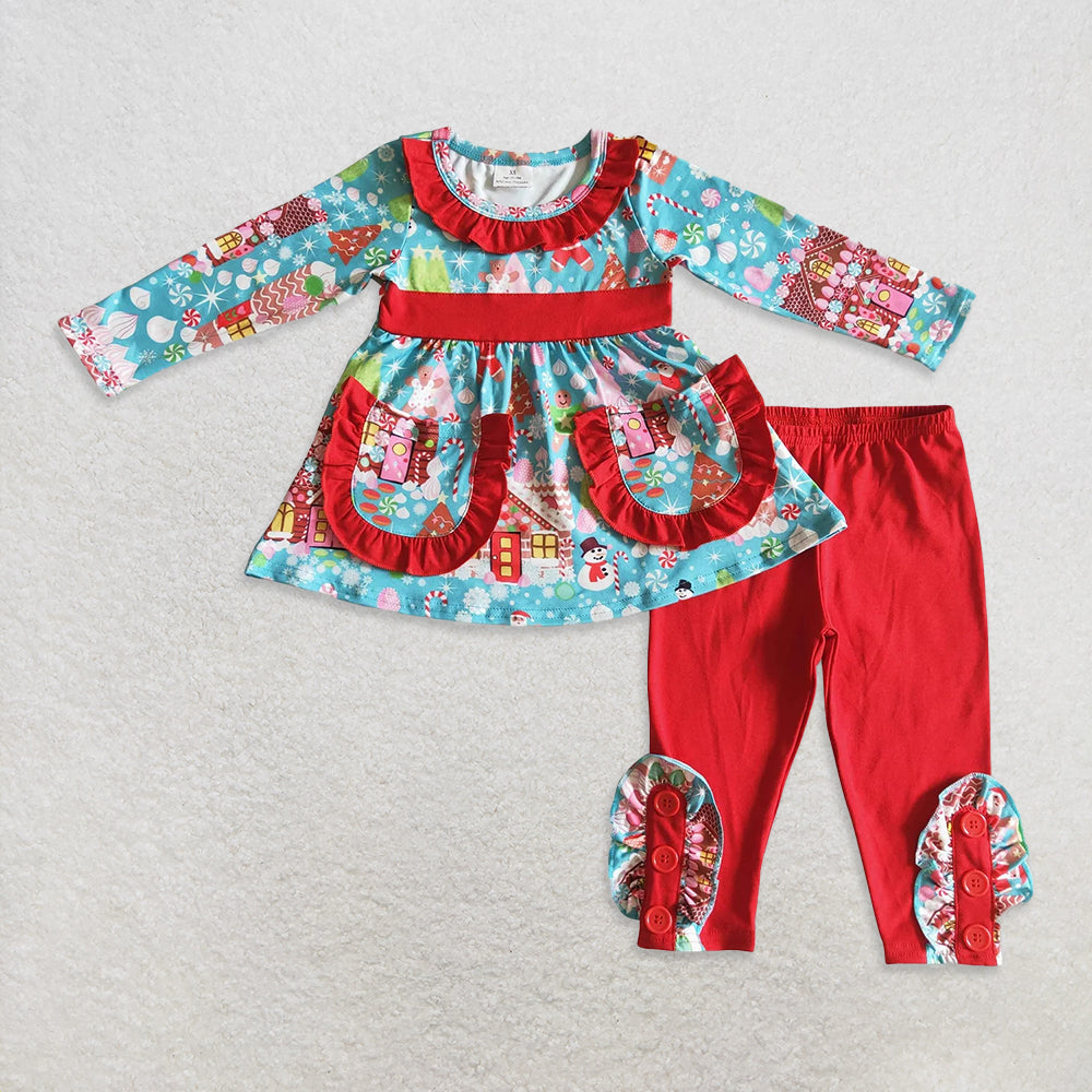 RTS NO MOQ Sibling baby girl clothes Button plaid pullover long-sleeved suits