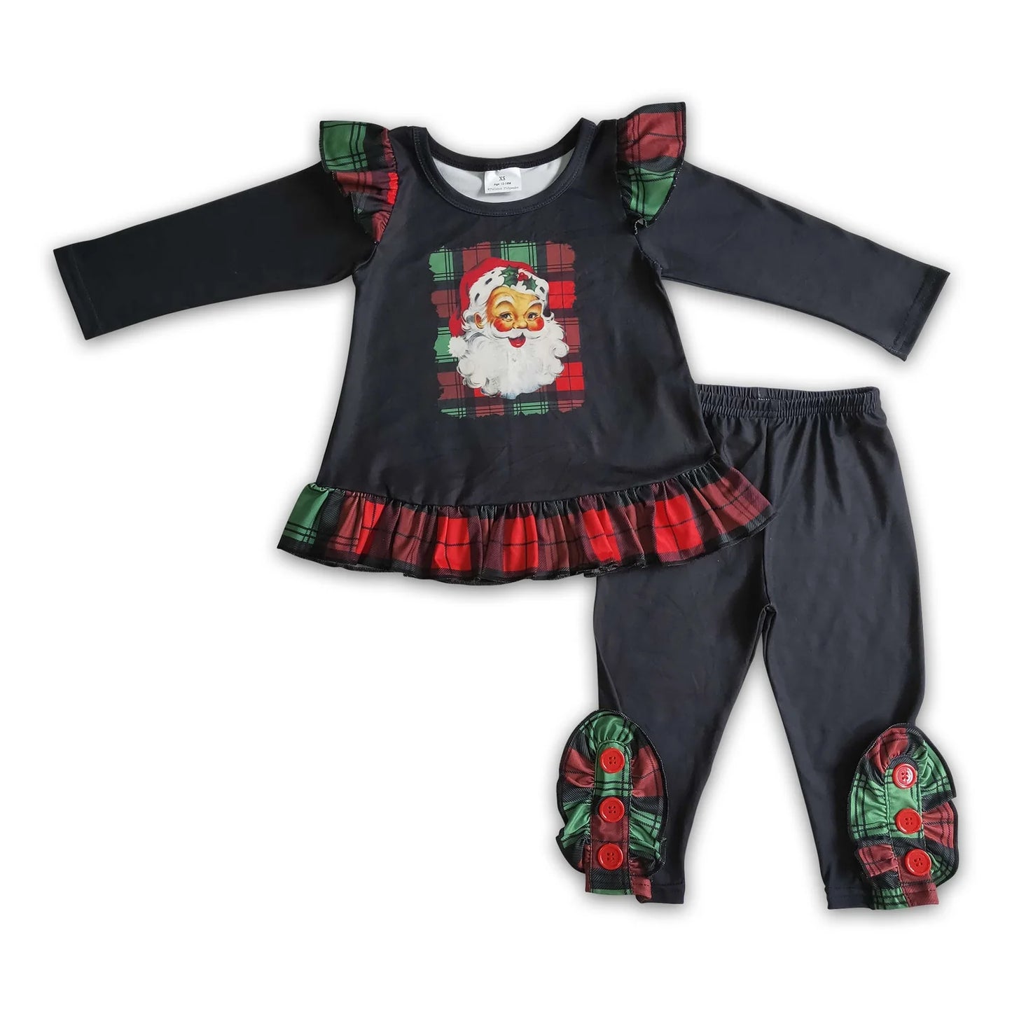 RTS NO MOQ Sibling milk silk Baby Girls Christmas Cow Print Long Sleeve Tunic Top And Casual Pants Clothes Set