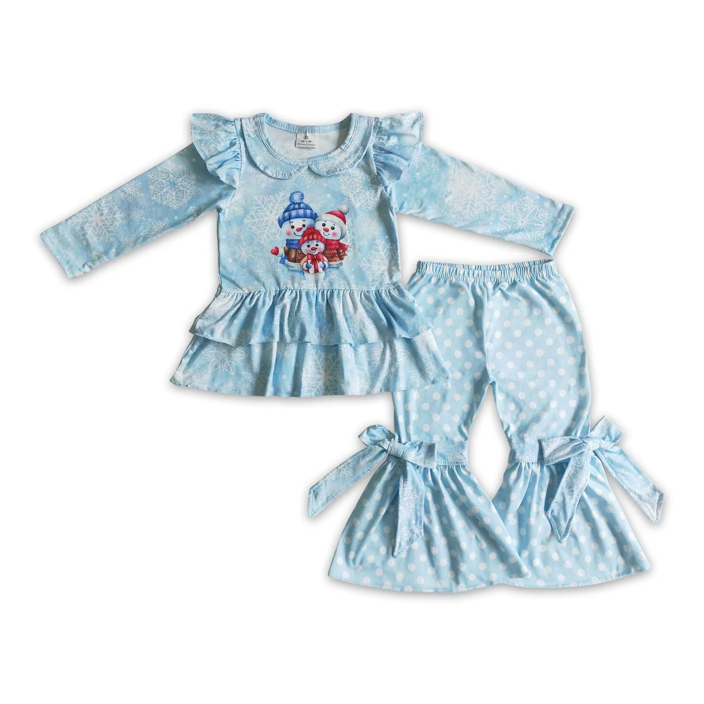 RTS NO MOQ Sibling milk silk Baby Girls Christmas Long Sleeve Top Bell Pants Cute Holiday Clothes Set