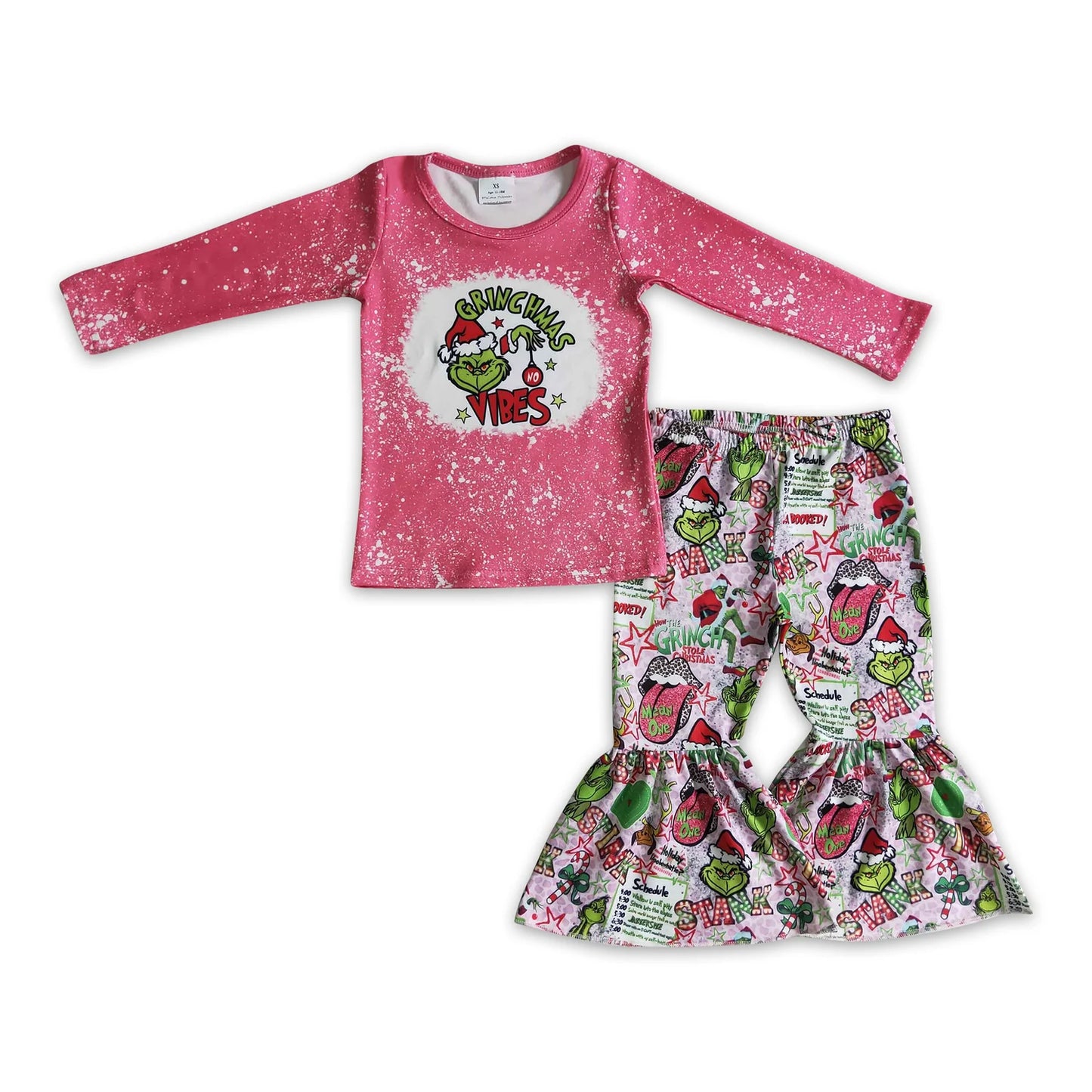 RTS NO MOQ Sibling milk silk Baby Girls Long Sleeve Top Bell Bottom Pants Clothes Set