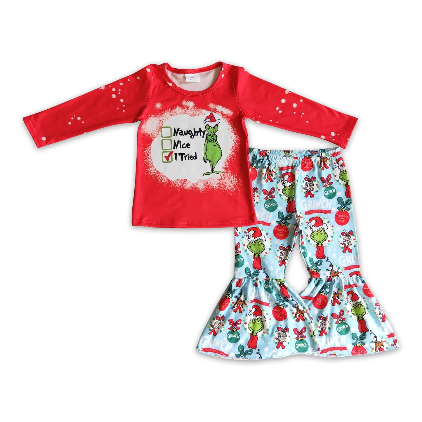RTS NO MOQ Sibling milk silk Baby Girls Long Sleeve Top Bell Bottom Pants Clothes Set