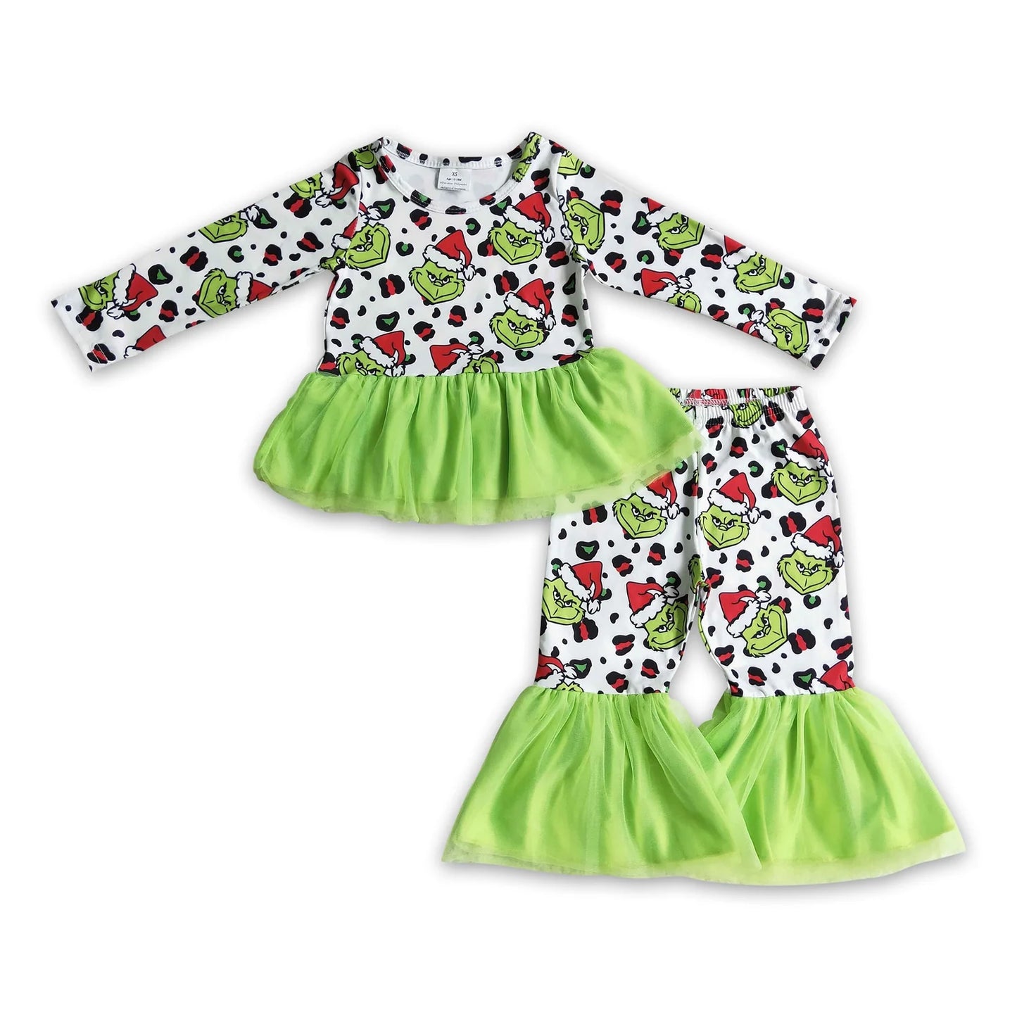 RTS NO MOQ Sibling milk silk Baby Girls Christmas Long Sleeve Top Bell Pants Cute Holiday Clothes Set