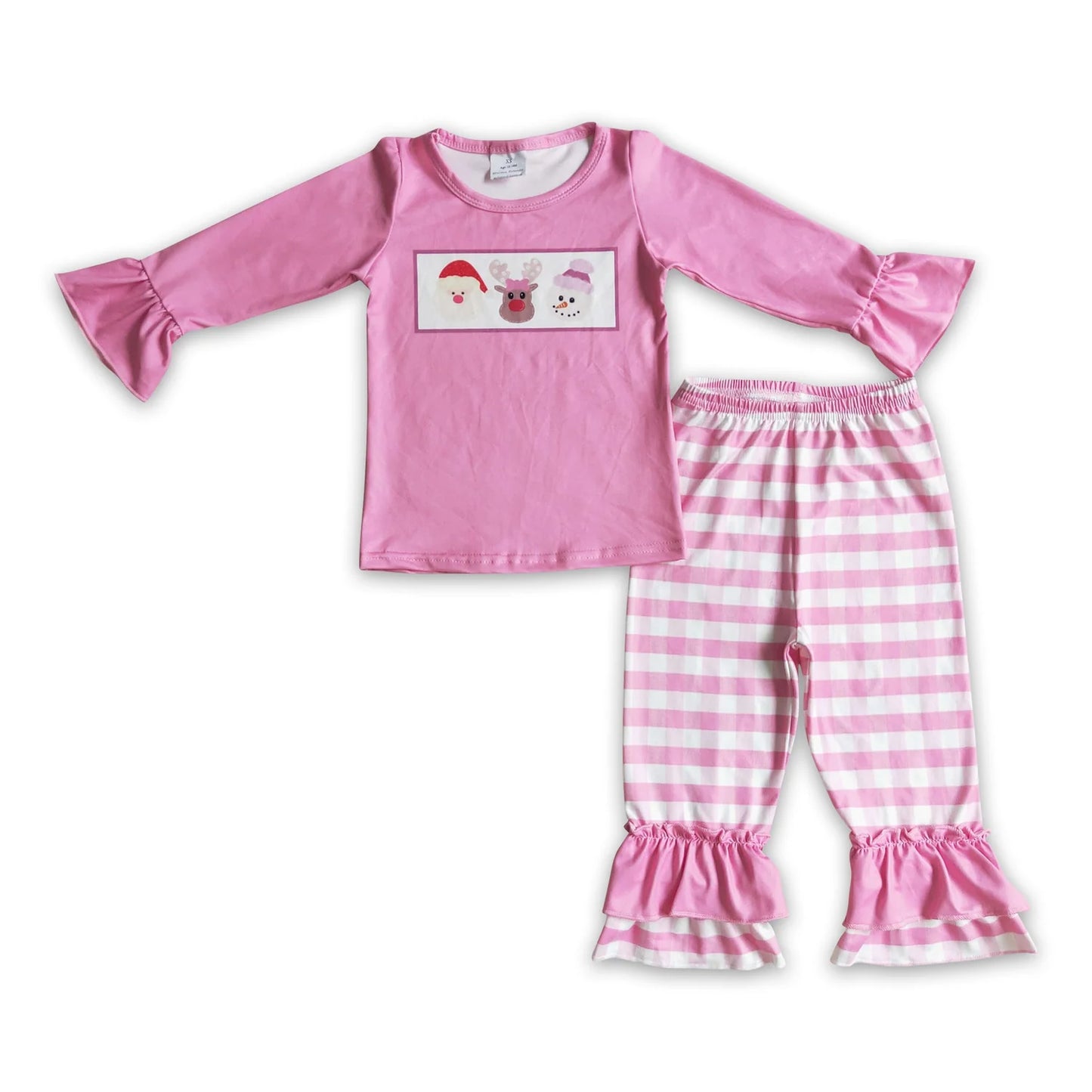 RTS NO MOQ Sibling milk silk Baby Girls Cute Candy Long Sleeve Top Pants Christmas Clothes Set