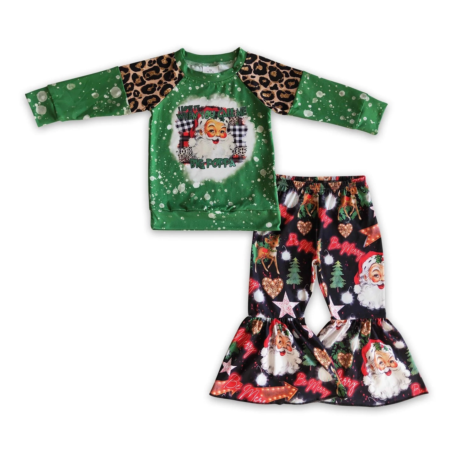 RTS NO MOQ Sibling milk silk Baby Girls Long Sleeve Top Bell Bottom Pants Clothes Set
