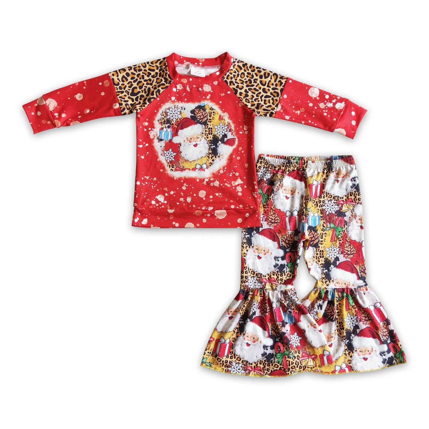 RTS NO MOQ Sibling milk silk Baby Girls Long Sleeve Top Bell Bottom Pants Clothes Set