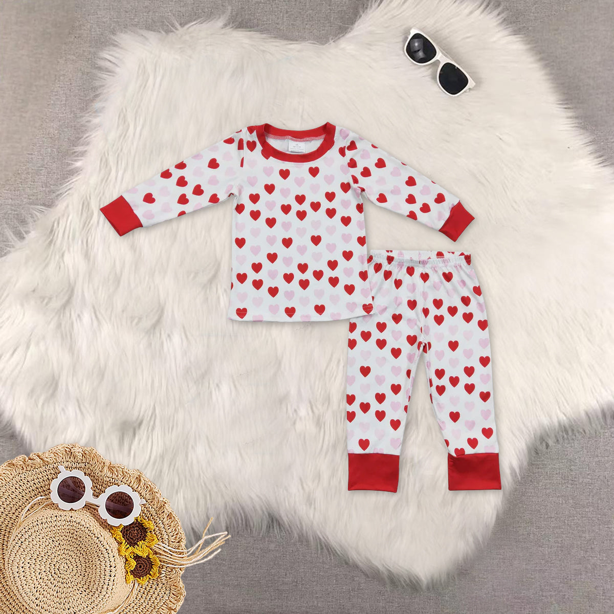 RTS NO MOQ Sibling Baby girl Clothes Valentine long-sleeved pants sets