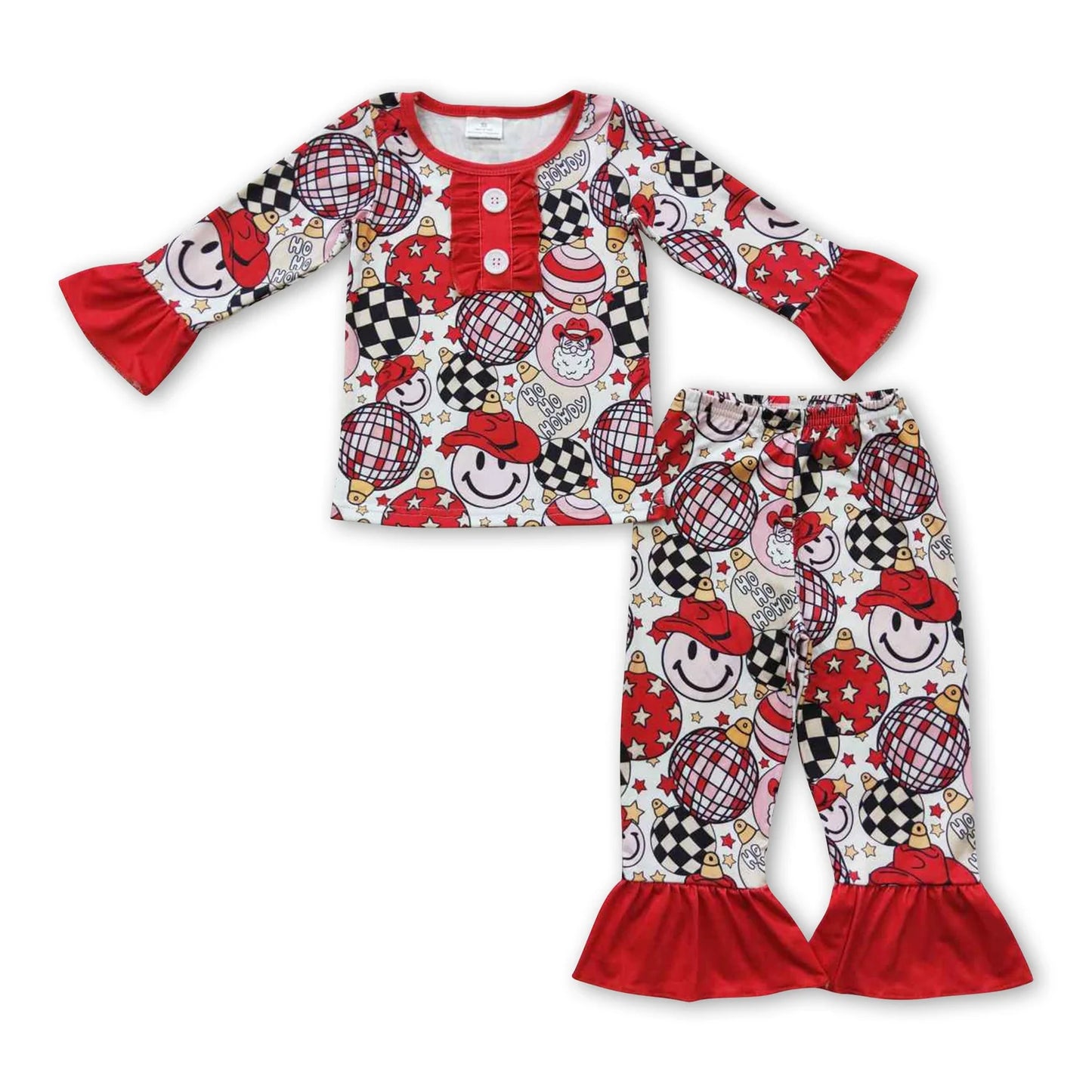 RTS NO MOQ Sibling milk silk Baby Girls Christmas Long Sleeve Top Pant Sleep Matching Pajamas Set