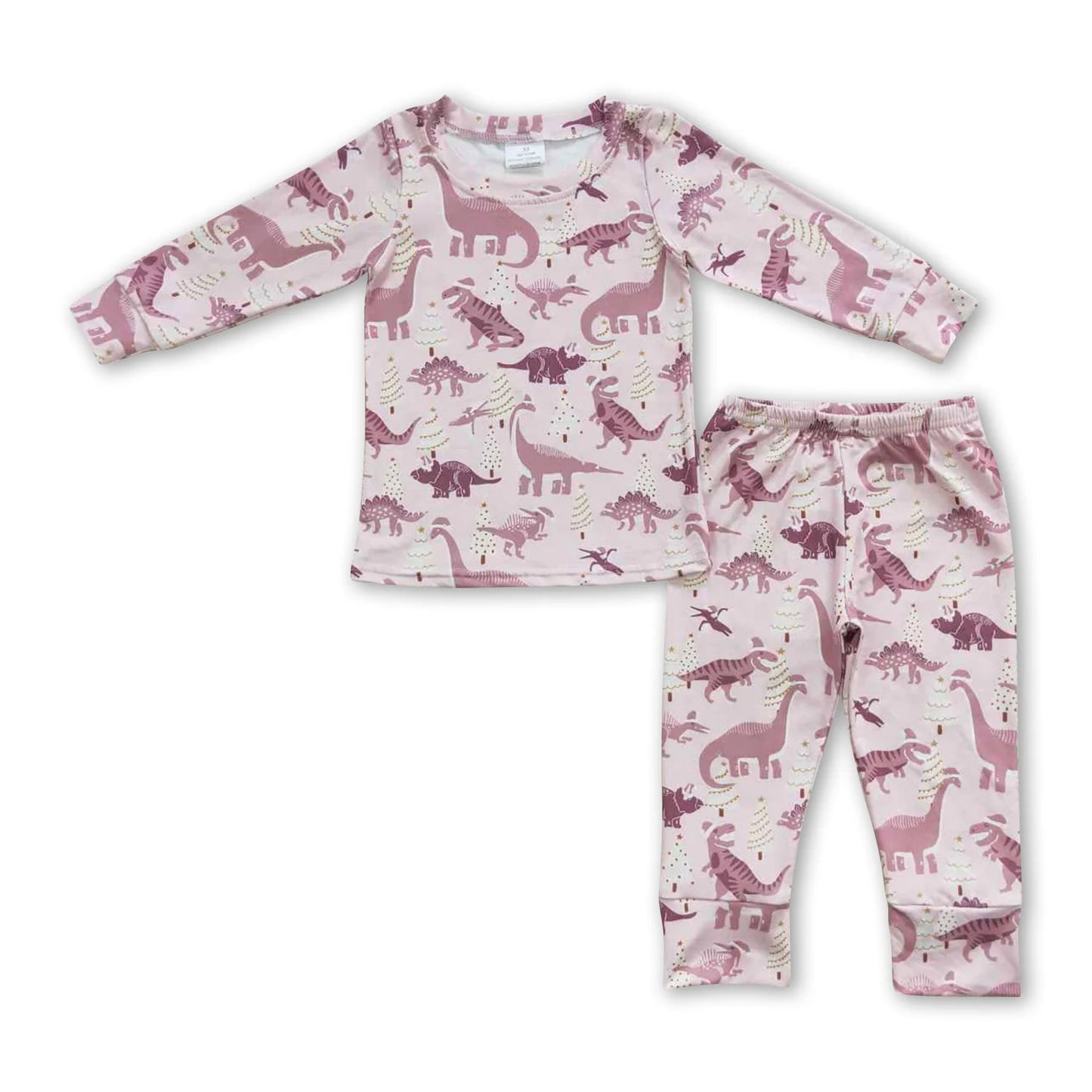 RTS NO MOQ Sibling milk silk Baby Girls Christmas Santa Milk Long Sleeve Top Pants Pajamas Set