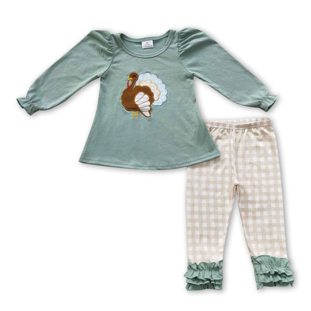 RTS NO MOQ Sibling baby girls boys clothes embroidery turkey long-sleeved trousers suits and rompers