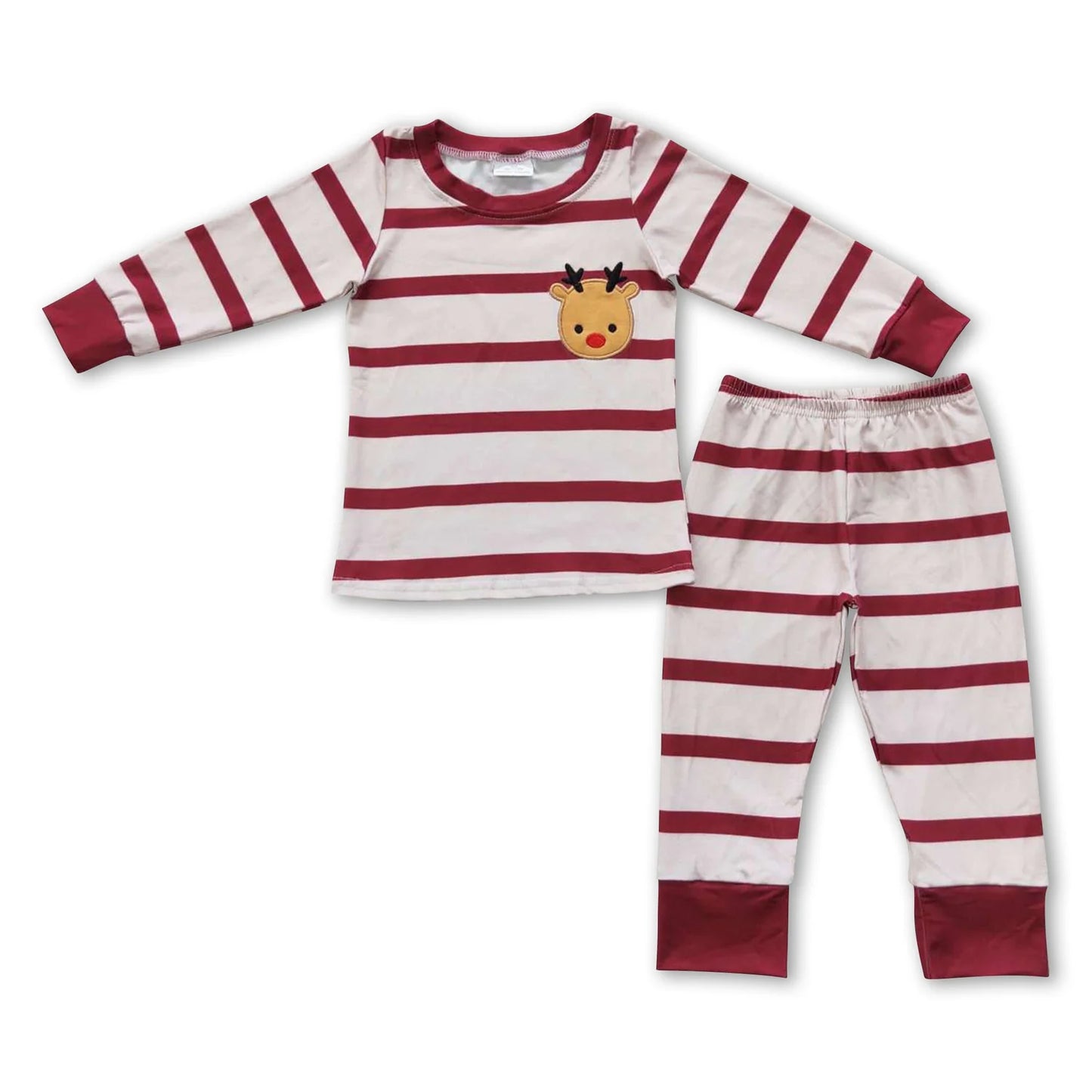 RTS NO MOQ Sibling milk silk Baby Girls Christmas Santa Milk Long Sleeve Top Pants Pajamas Set