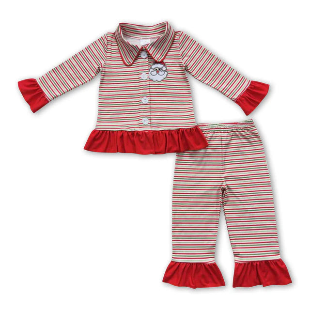 RTS NO MOQ Sibling milk silk Baby Girls And Boys Cute Santa Print Christmas Pajama Set