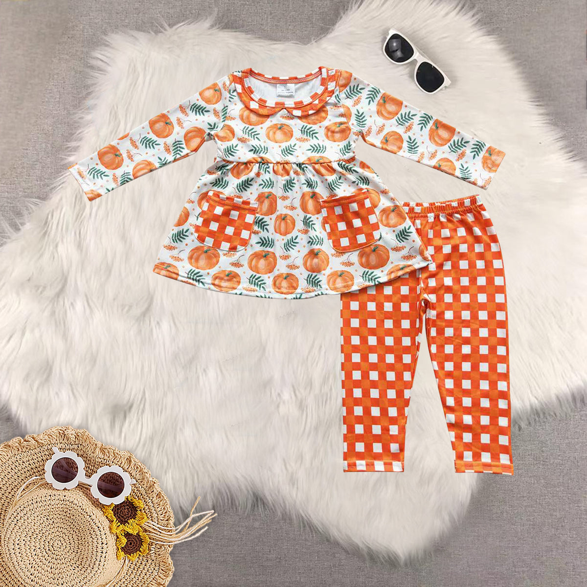 RTS NO MOQ Sibling Baby Girls Long Sleeve Pants Set