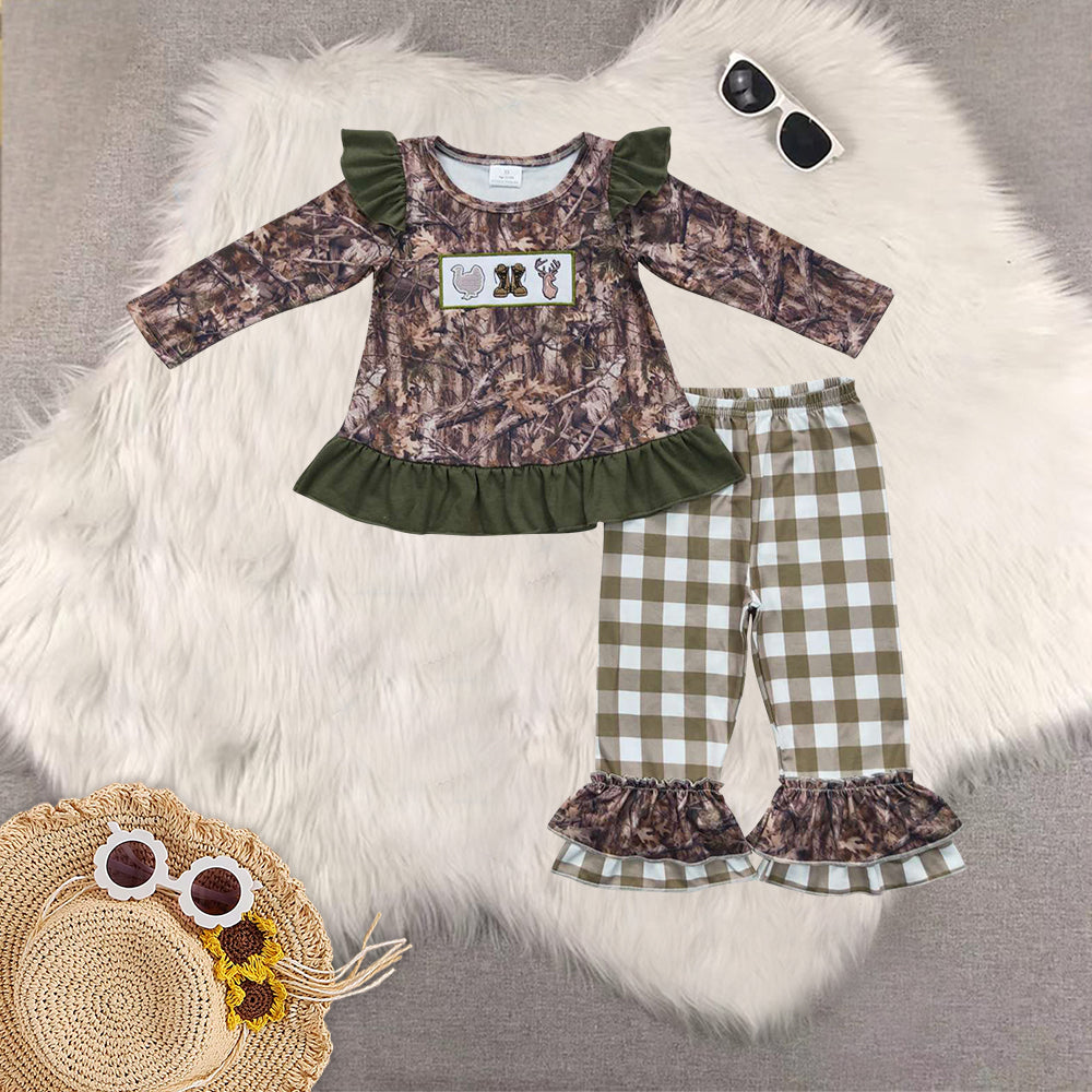 RTS NO MOQ Sibling baby girls boys clothes embroidery turkey long-sleeved trousers suits and romper