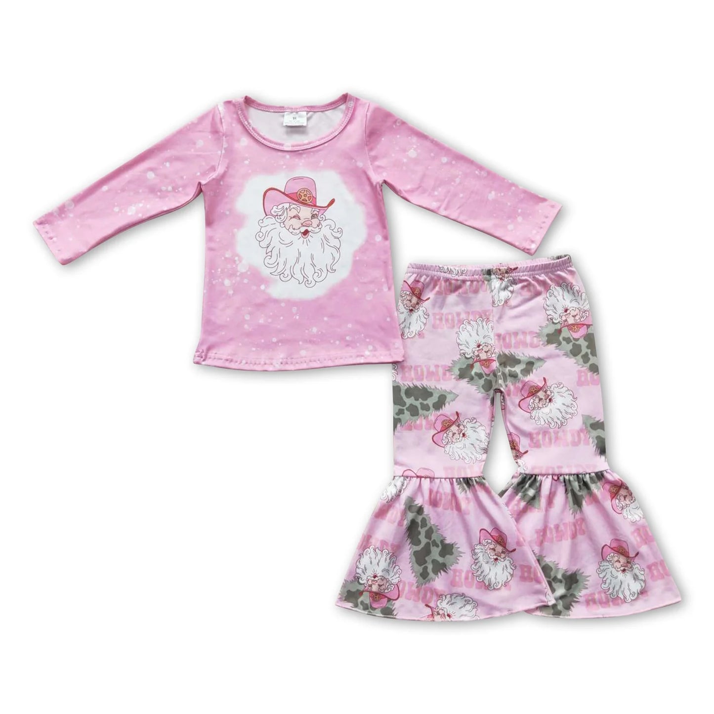 RTS NO MOQ Sibling milk silk Baby Girls Long Sleeve Top Bell Bottom Pants Clothes Set