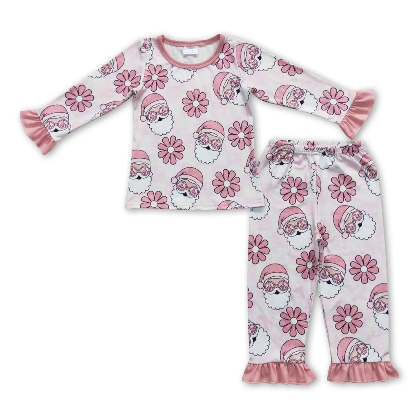 RTS NO MOQ Sibling milk silk Baby Girls Christmas Deer Printed Long Sleeve Top Pocket Pants Home Sleep Outfit Set