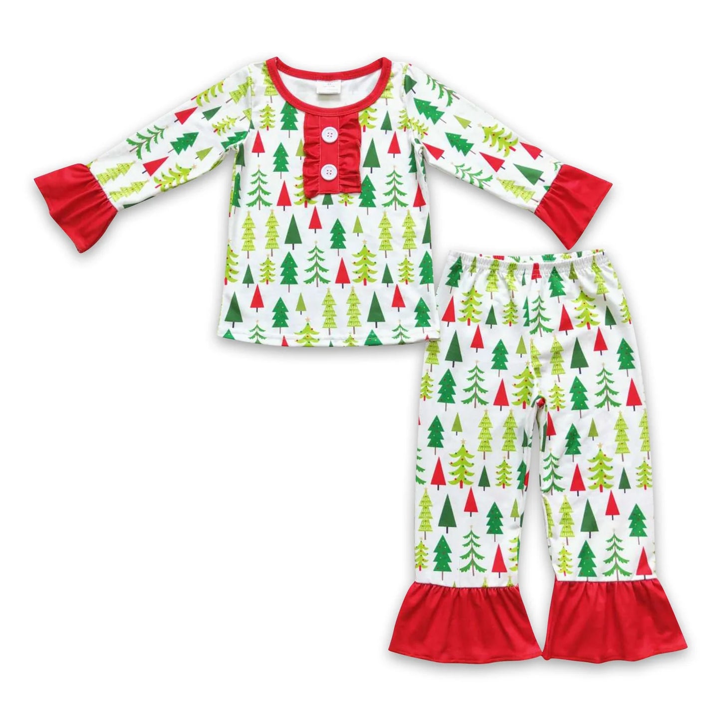 RTS NO MOQ Sibling milk silk Baby Girls Christmas Long Sleeve Top Pant Sleep Matching Pajamas Set