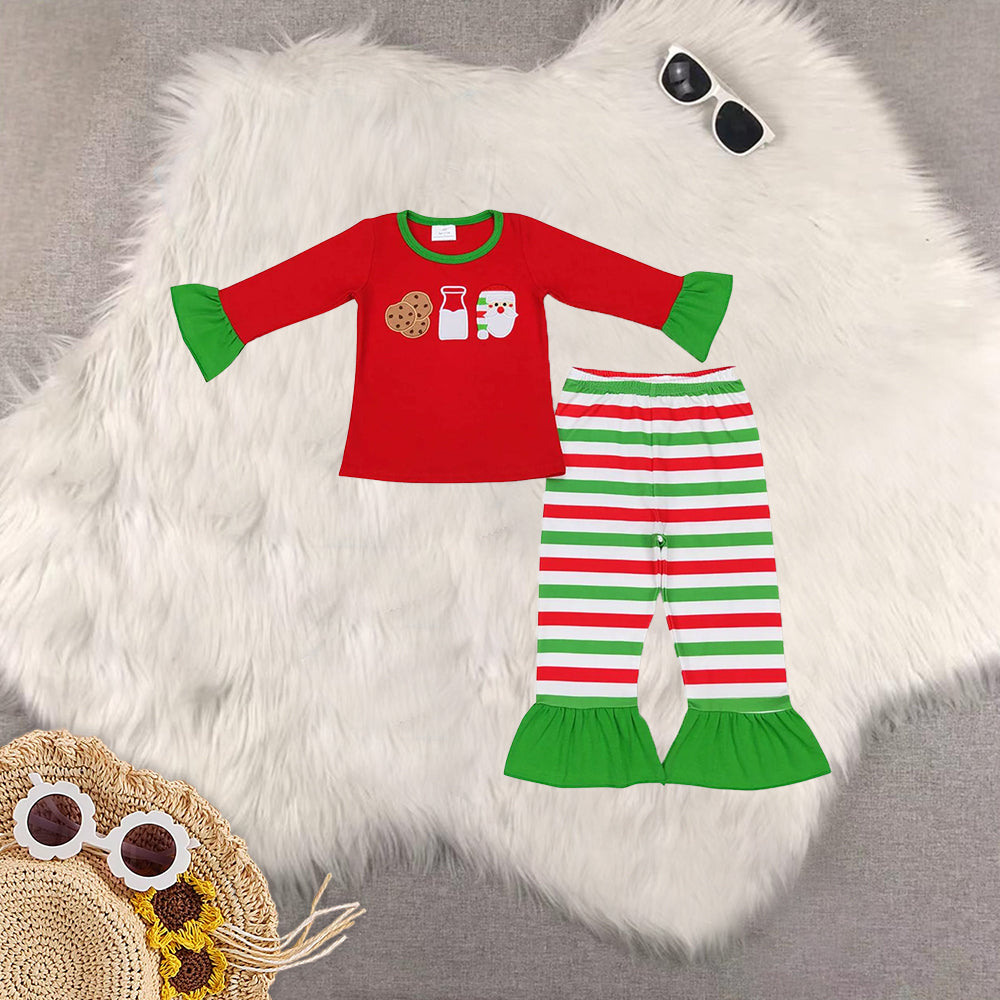 RTS NO MOQ Sibling Baby boys girls embroidery Christmas long-sleeved trousers suit & romper