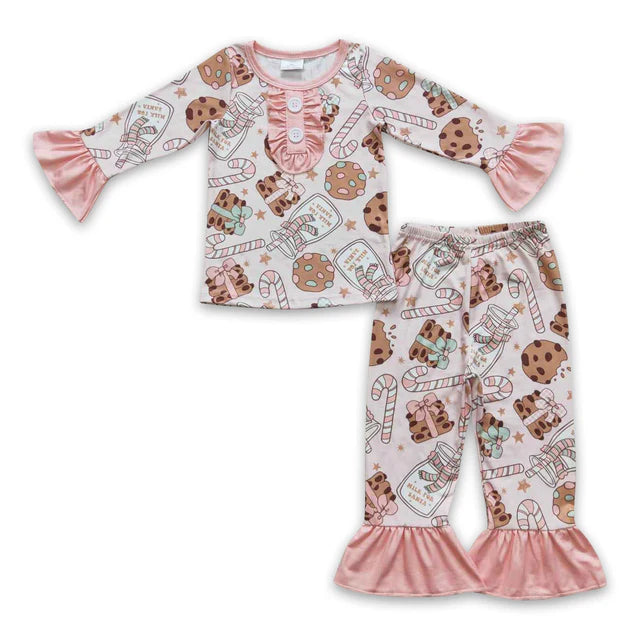 RTS NO MOQ Sibling milk silk Baby Girls Christmas Red Pants Pajamas Clothes Sets