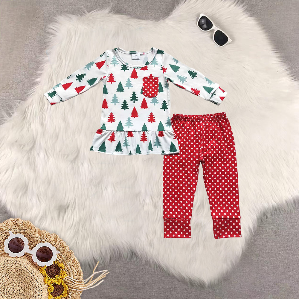 RTS NO MOQ Sibling baby girls clothes Christmas long-sleeved trousers suit & dress