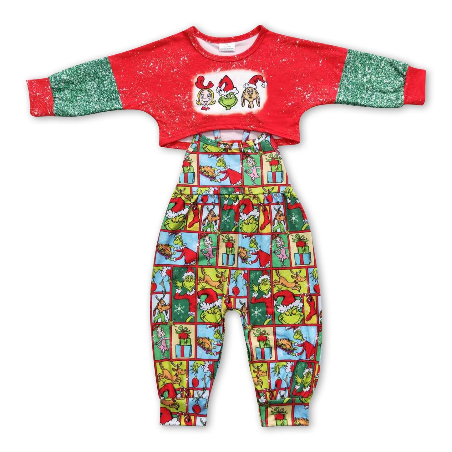 RTS NO MOQ Sibling milk silk Baby Girls Christmas Overall Matching Long Sleeve Top Holiday Clothes